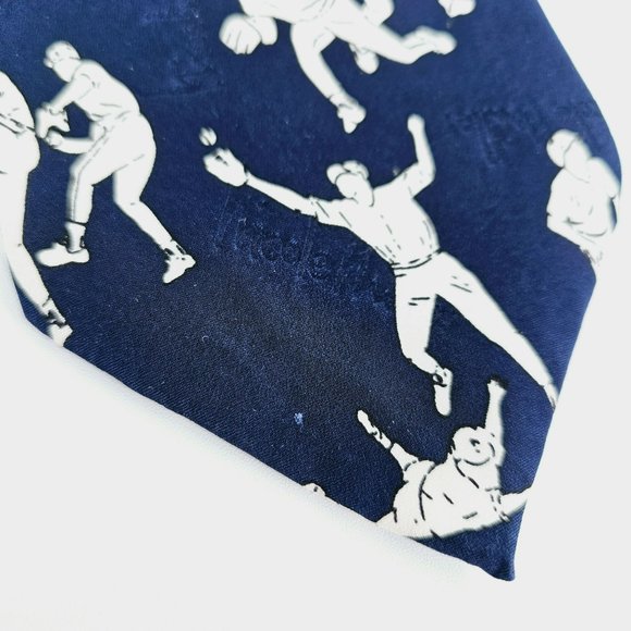 Nicole Miller Tie VTG 1994 Baseball Game Day Collection 100% Silk Hand Sewn Blue - Picture 5 of 8